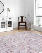 Blassrosa, cremebeige, geometrisch gemusterter Kelim-Teppich