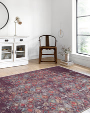 Blassrosa, cremebeige, geometrisch gemusterter Kelim-Teppich