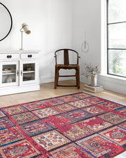 Blassrosa, cremebeige, geometrisch gemusterter Kelim-Teppich