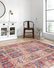 Blassrosa, cremebeige, geometrisch gemusterter Kelim-Teppich