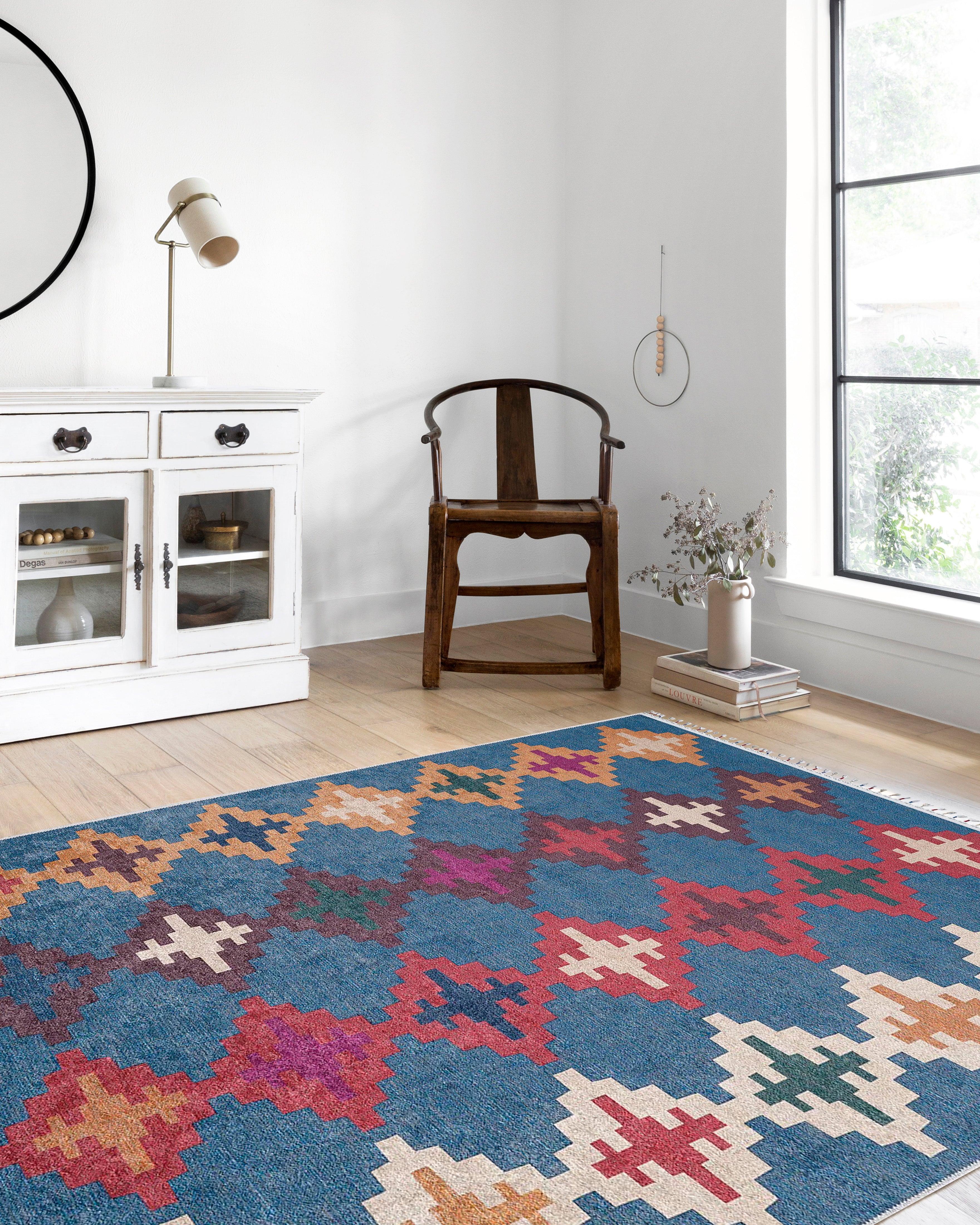 Bej Mavi Kilim Halı - Pera Halı