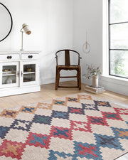 Örgü Saçaklı Bej Etnik Halı