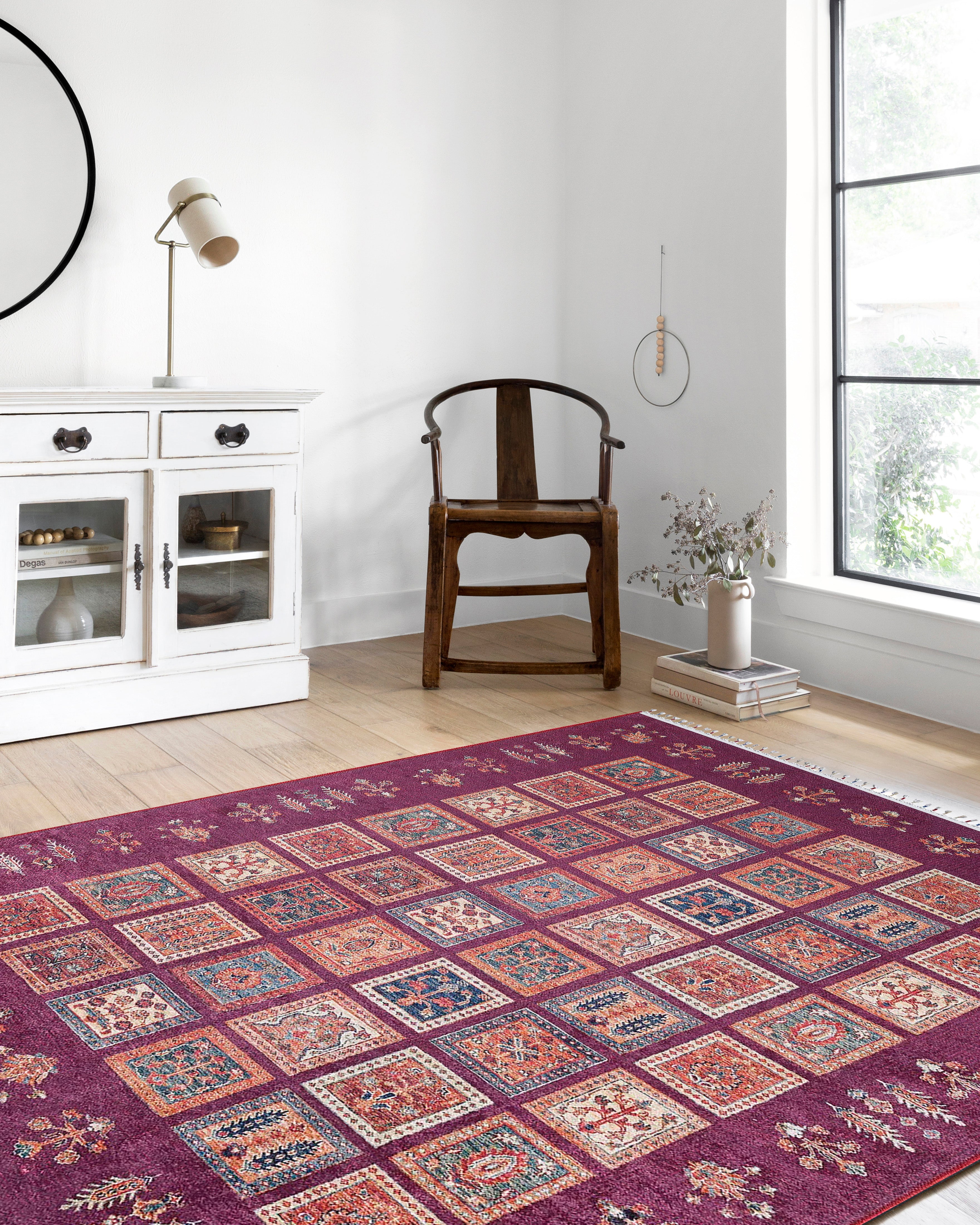 Blassrosa, cremebeige, geometrisch gemusterter Kelim-Teppich