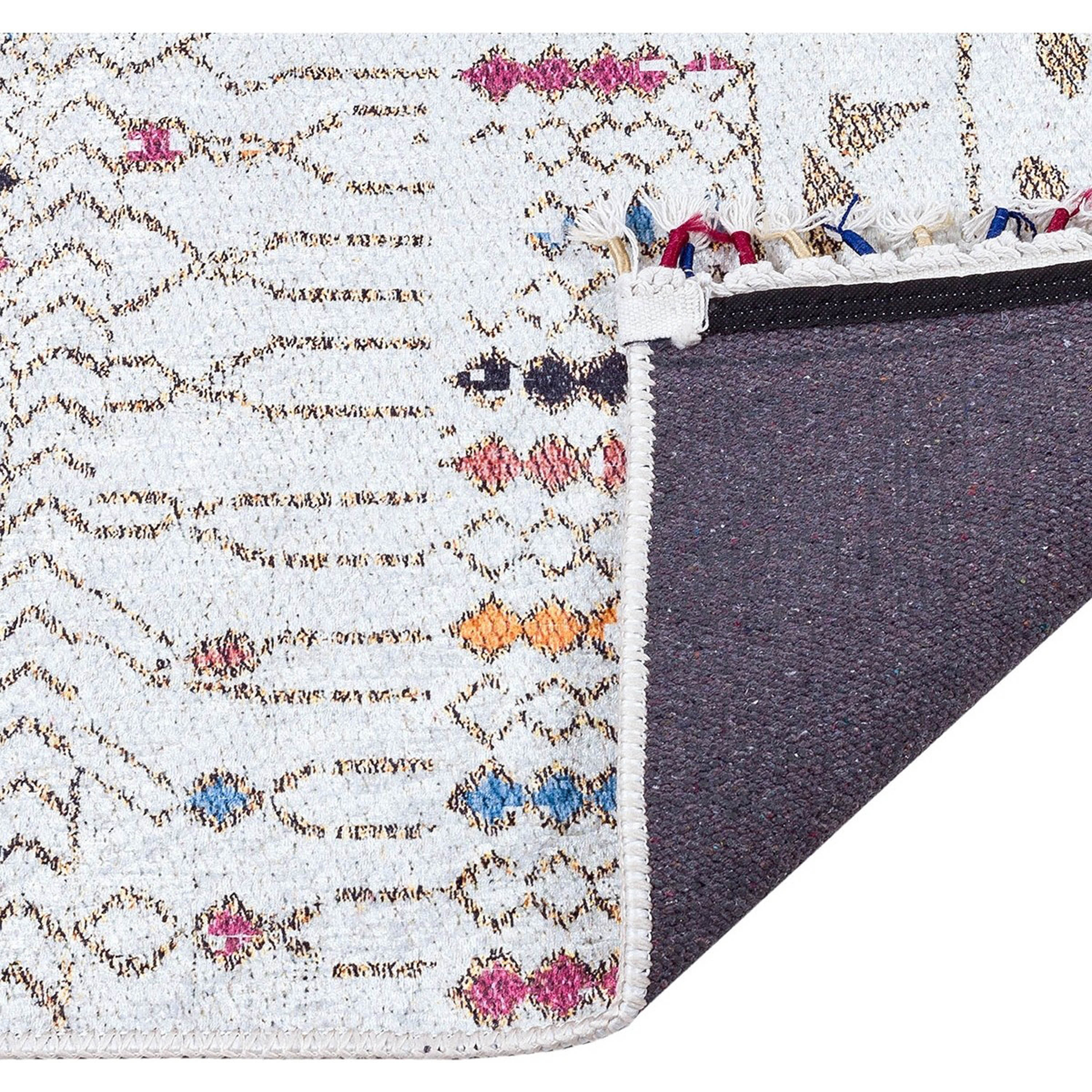 Krem Renkli Etnik Desenli Modern Kilim Halı