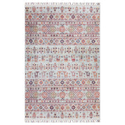 Krem Çok Renkli Etnik Desenli Vintage Kilim Halı