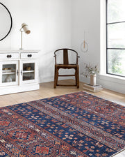 Etnik Lacivert Kırmızı Kilim Halı - Pera Halı