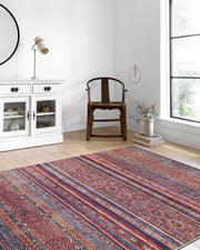 Blassrosa, cremebeige, geometrisch gemusterter Kelim-Teppich