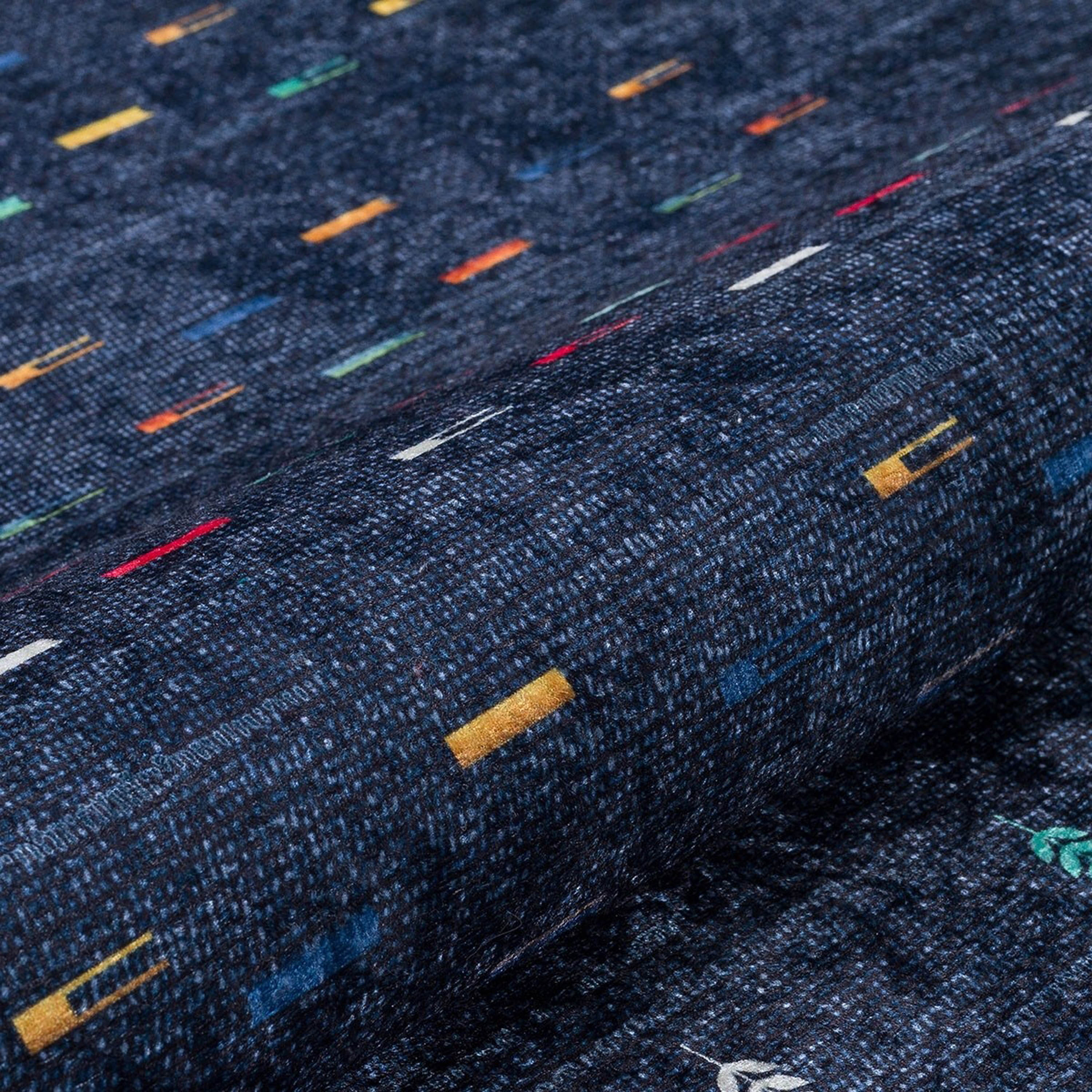 Mavi Çok Renkli Etnik Desenli Modern Kilim Halı