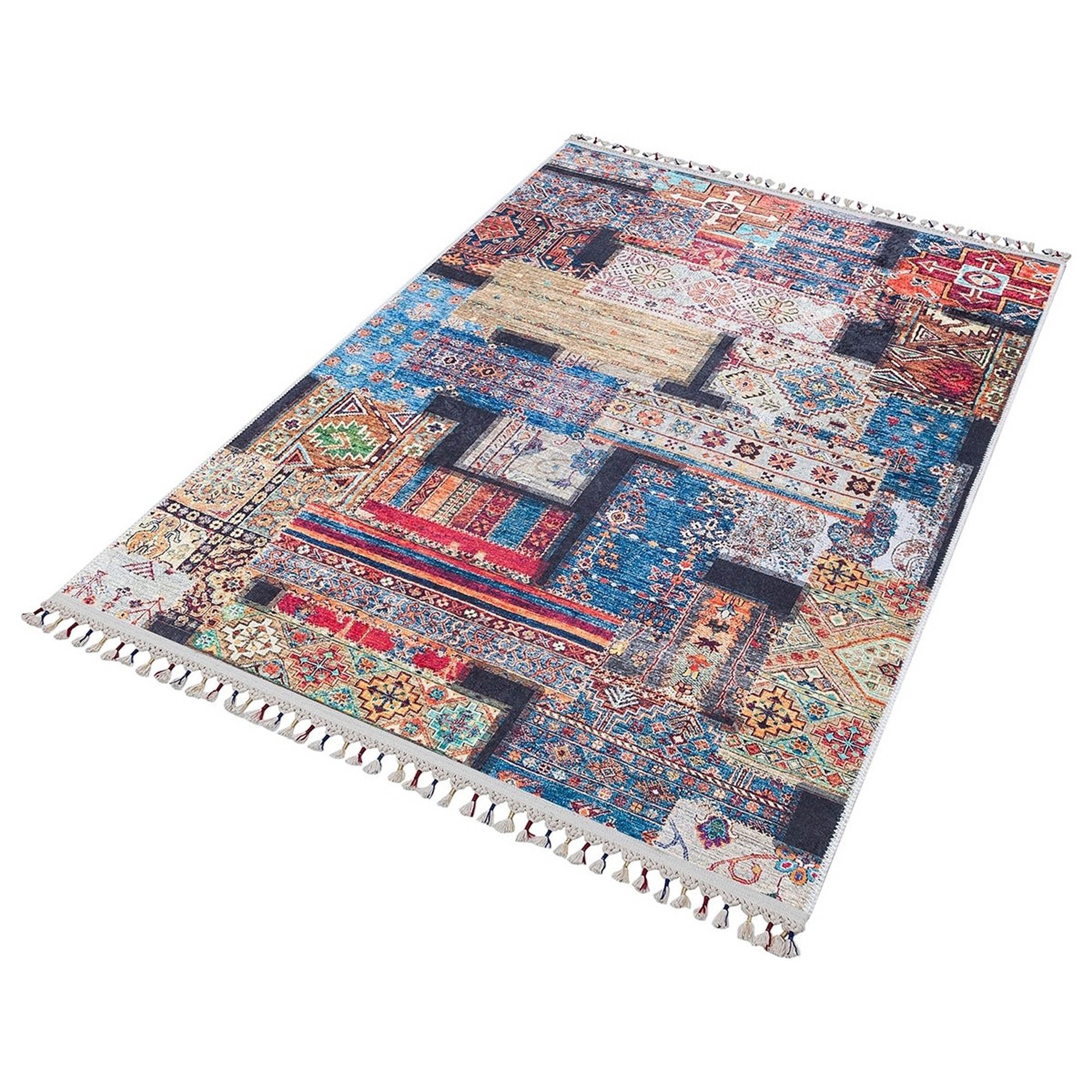 Pale Pink Cream Beige Geometric Patterned Kilim Rug