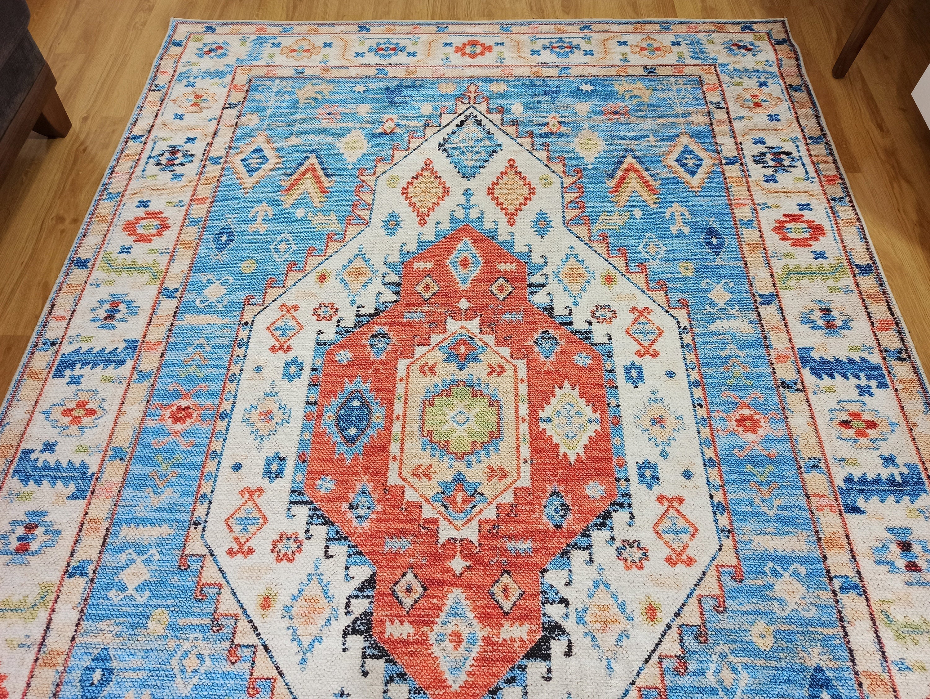 Gray Geometric Patterned Vintage Carpet - CLEARANCE - 11448OU