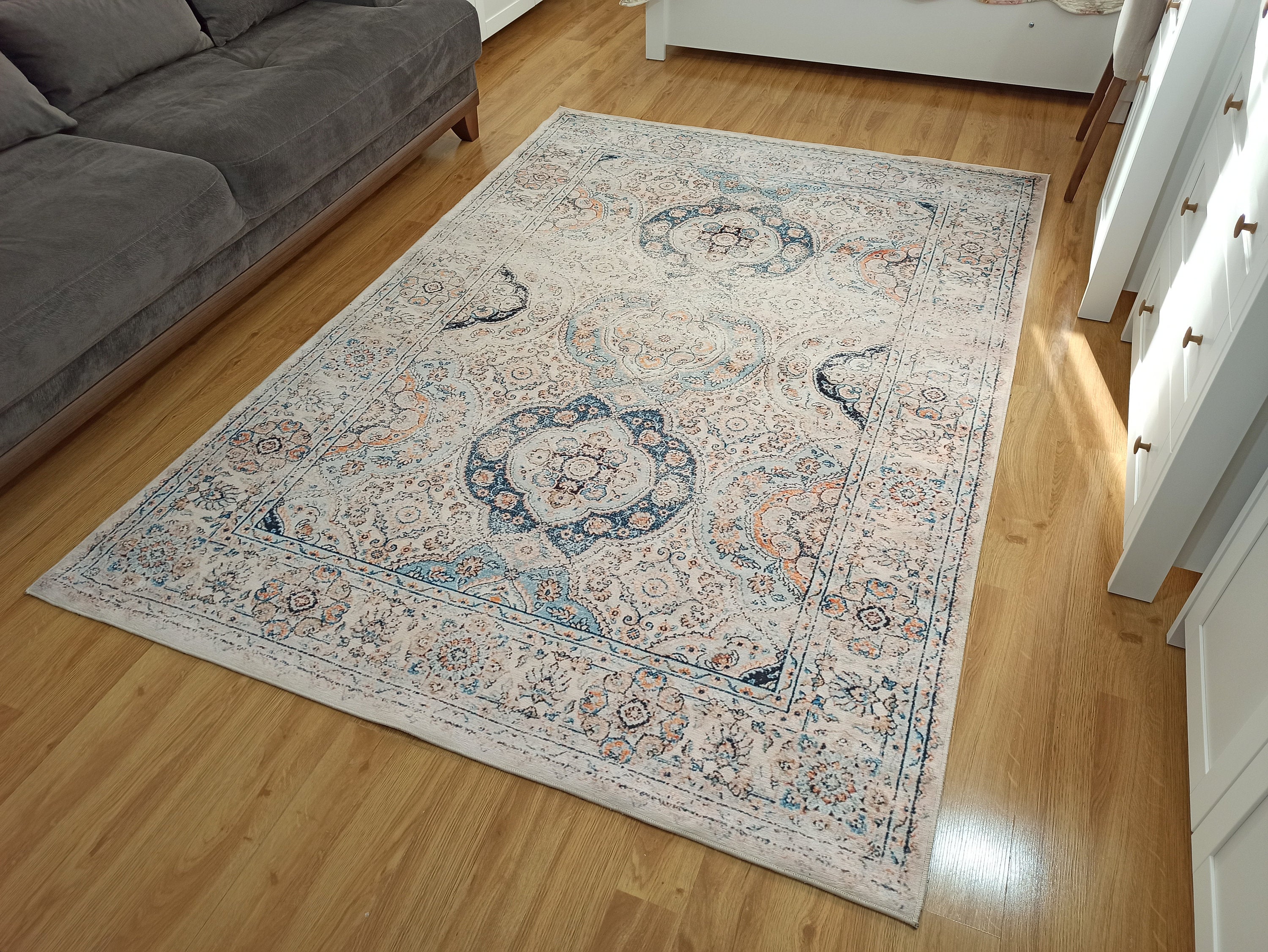 Gray Geometric Patterned Vintage Carpet - CLEARANCE - 11643OU