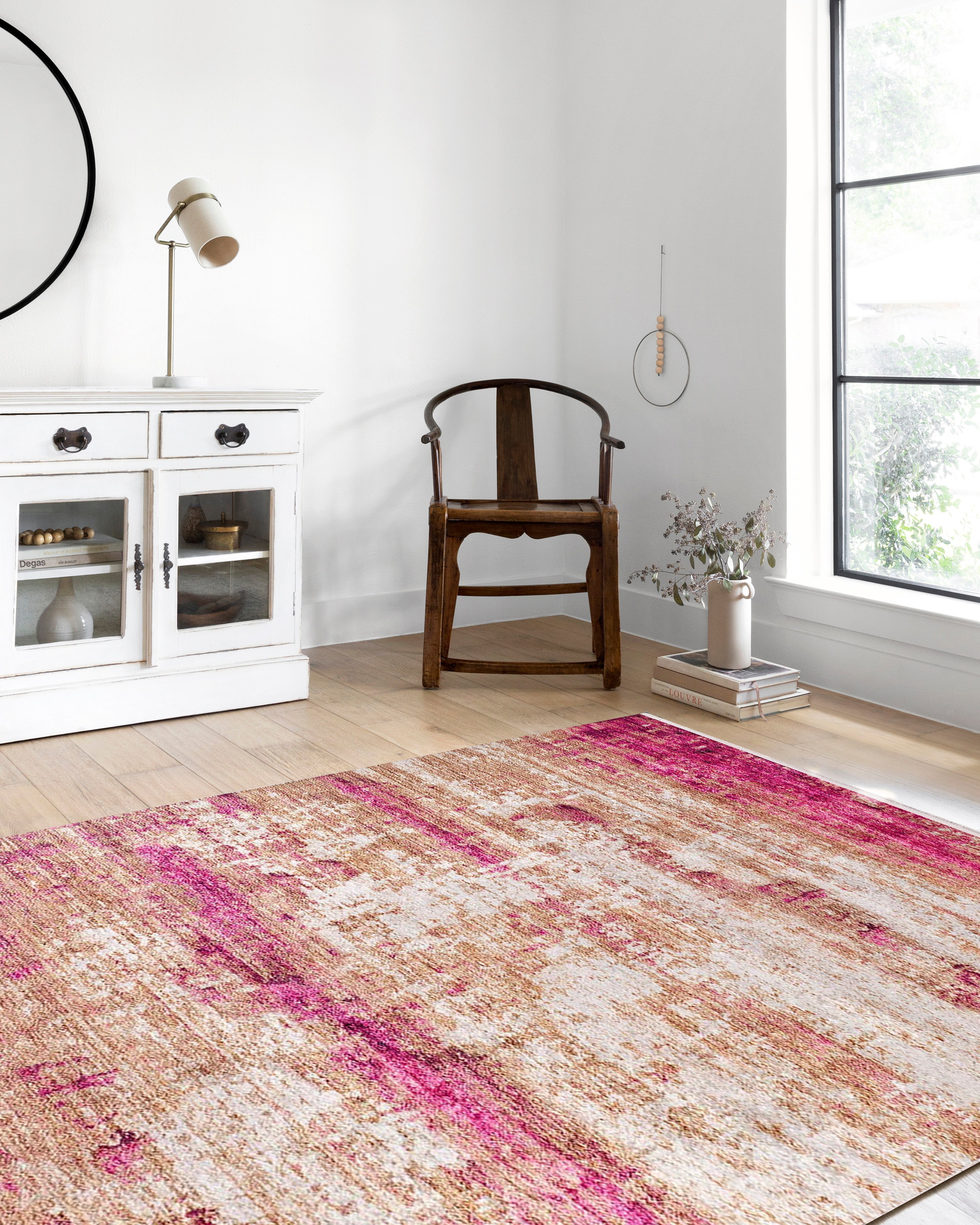 Abstract Desenli Pembe Bej Modern Halı - Pera Halı