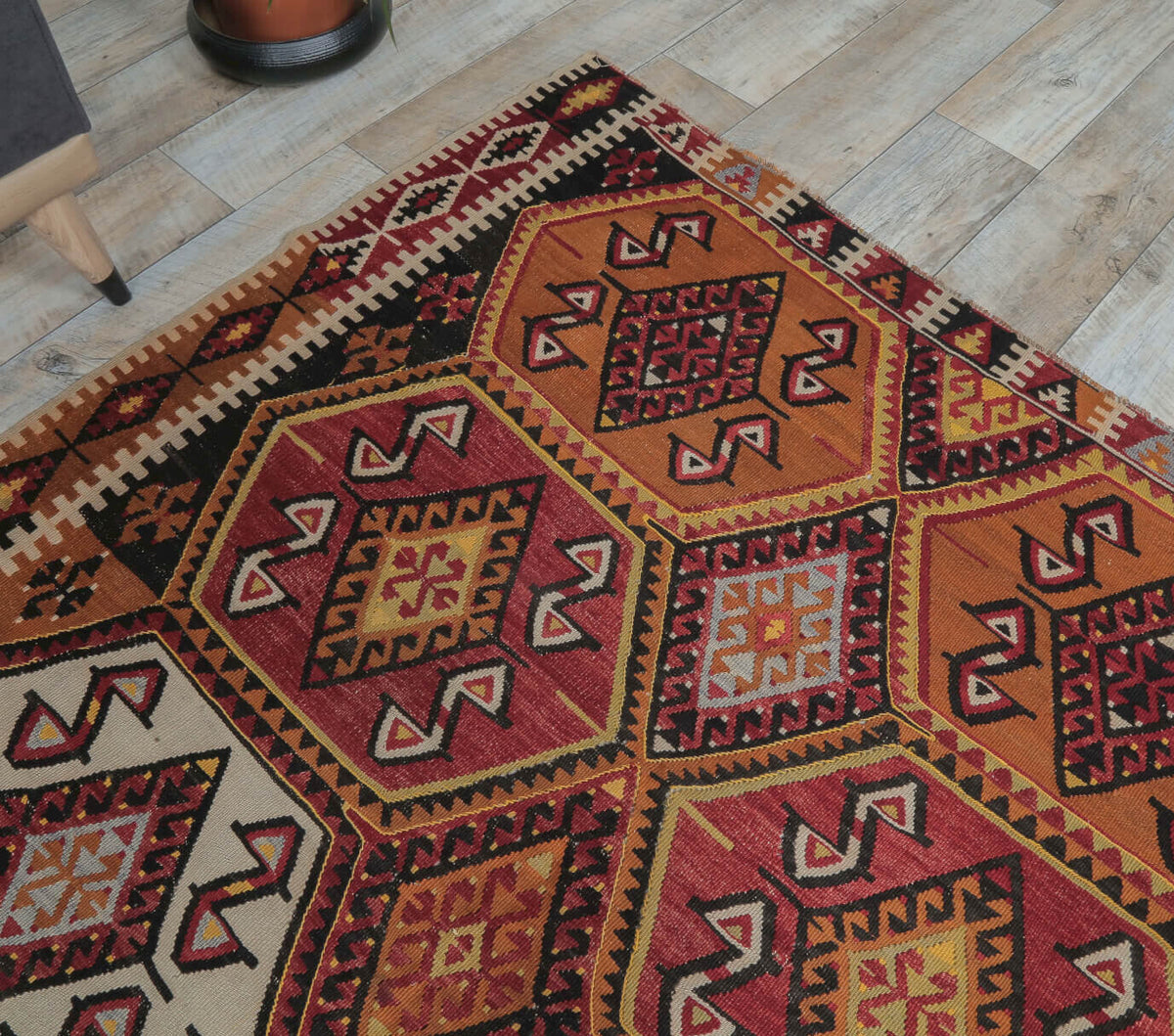 5x10 Vintage Turkish Malatya Kilim Rug