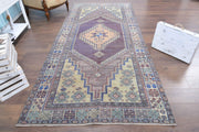 1970'lerden Anadolu kökenli oryantal desenli el dokuma vintage yolluk, 148x330 cm