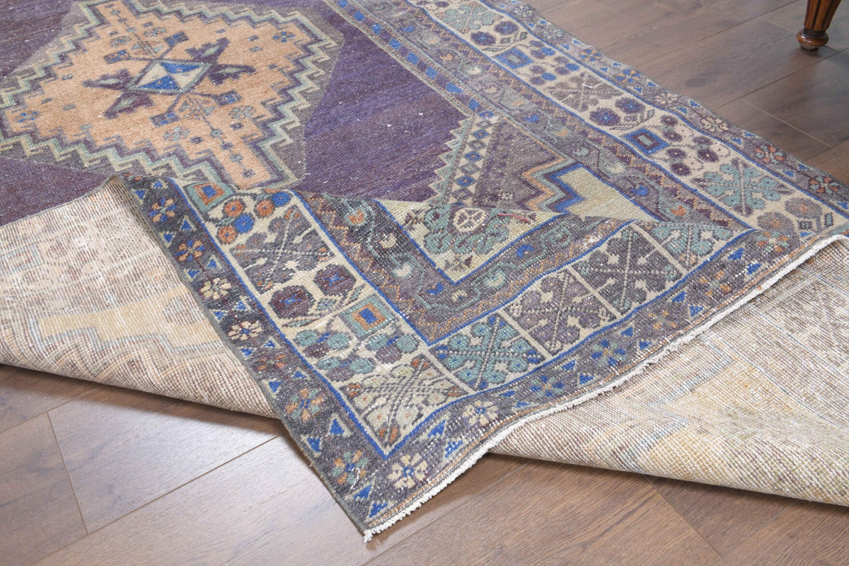 Antre ve koridor için oryantal desenli el dokuma vintage yolluk – 148x330 cm