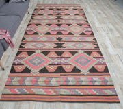 El yapımı vintage yolluk 155x351 cm i̇kat desenli yün - detay görünümü