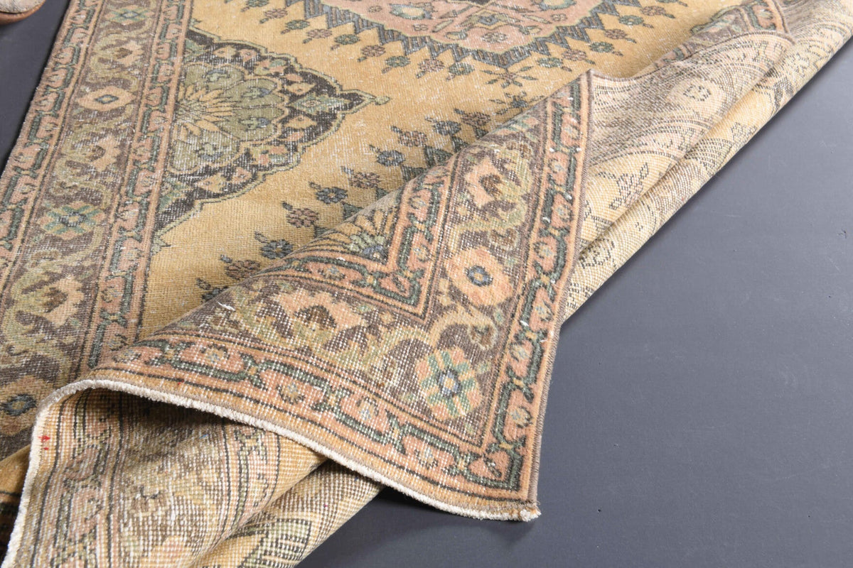 Antre ve koridor için oryantal desenli el dokuma vintage yolluk – 140x390 cm