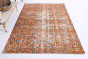 El yapımı vintage halı 147x216 cm çiçek desenli desenli yün - detay görünümü