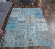 El yapımı vintage halı 152x208 cm soyut desenli yün - detay görünümü
