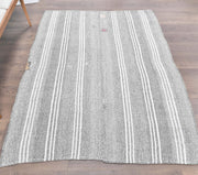 El yapımı vintage halı 150x201 cm çizgili desenli yün - detay görünümü