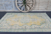 1940'lardan Anadolu kökenli oryantal desenli el dokuma vintage halı, 153x246 cm