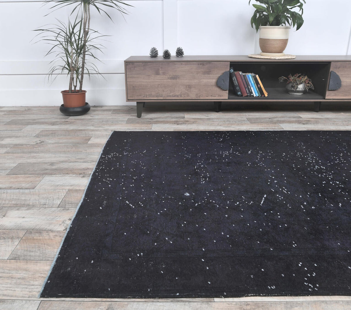 5x8 Vintage Handmade Overdyed Black Area Rug
