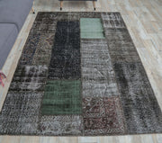 El yapımı vintage halı 157x231 cm düz desenli yün - detay görünümü
