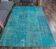 El yapımı vintage halı 163x234 cm soyut desenli yün - detay görünümü