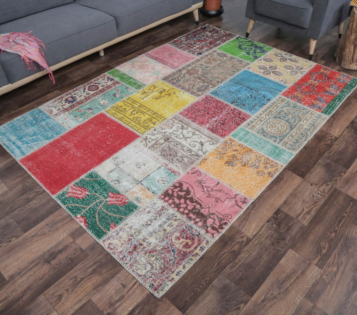 5x8 Vintage Kids Room Colorful Patchwork Area Rug