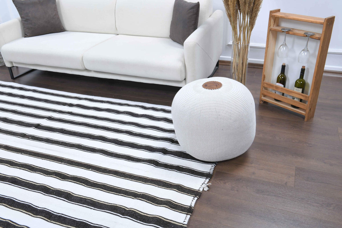 Salon için çizgili el dokuma vintage kilim – 162x282 cm