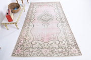 El yapımı vintage halı 140x259 cm oryantal desenli yün - detay görünümü