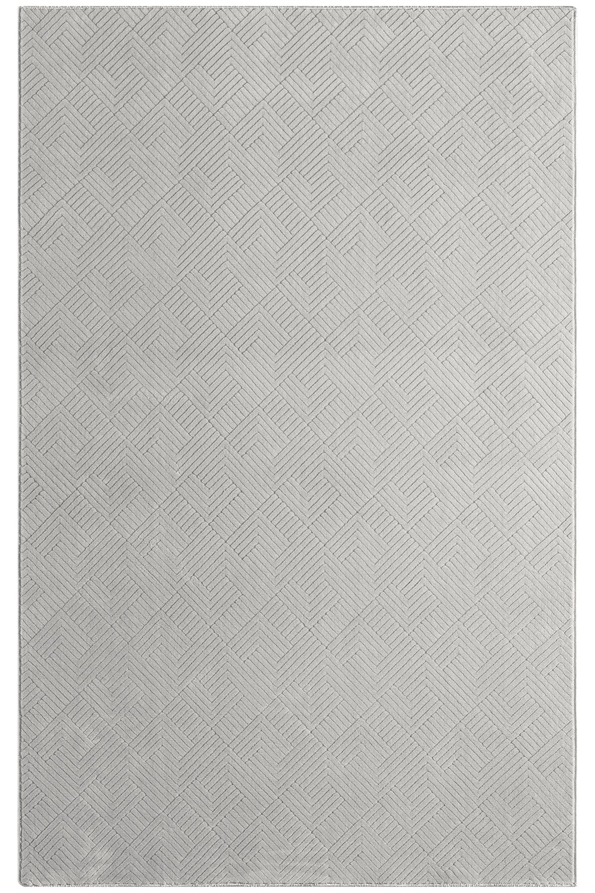 Açık Gri Zikzak Chevron Elmas Desen Modern Halı