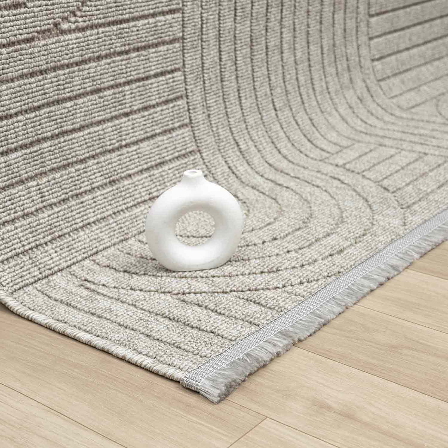 Açık Gri Geometrik Desenli Yumuşak Modern Halı