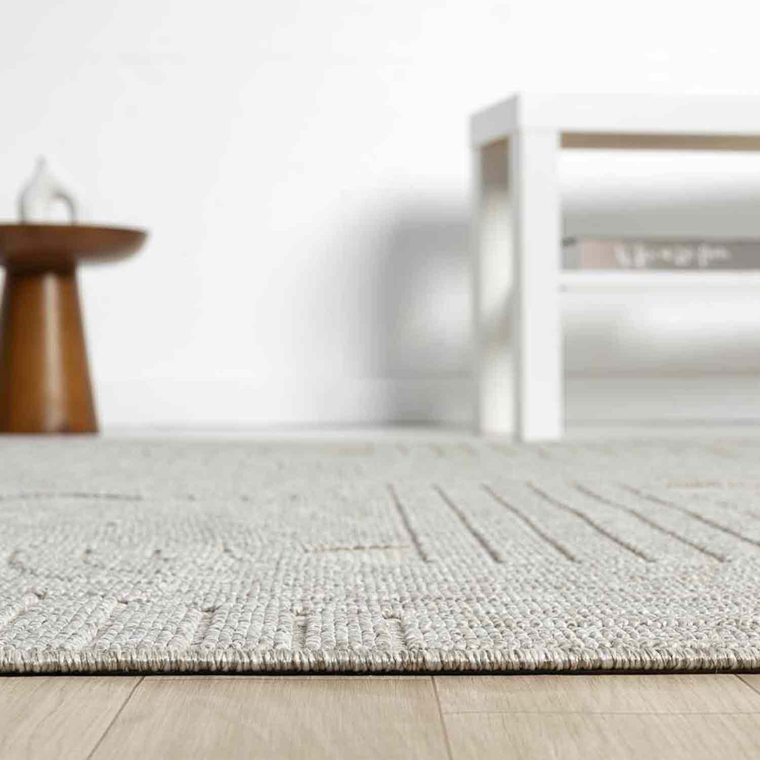 Açık Gri Geometrik Desenli Yumuşak Modern Halı