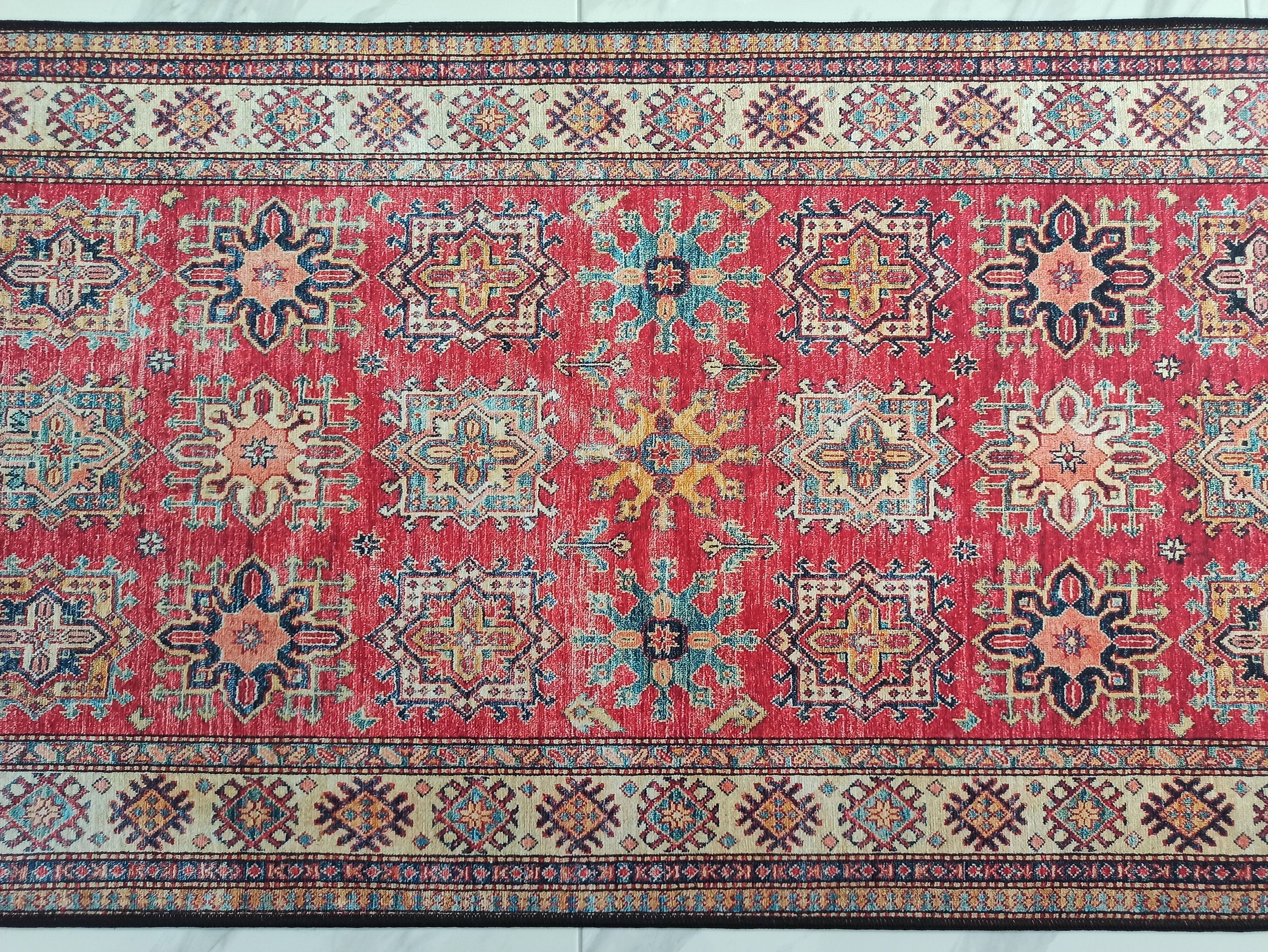 Gray Geometric Patterned Vintage Carpet