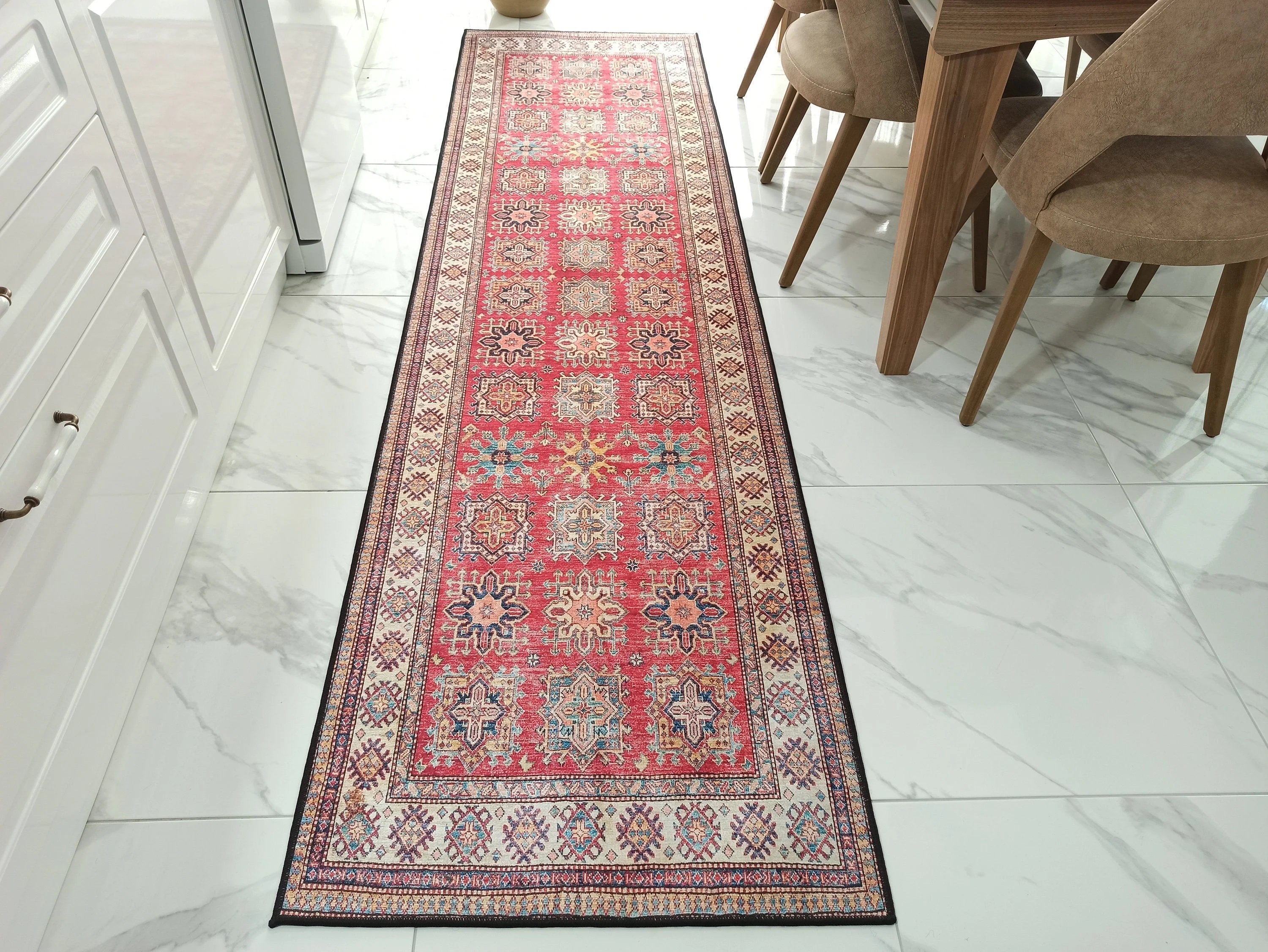 Gray Geometric Patterned Vintage Carpet