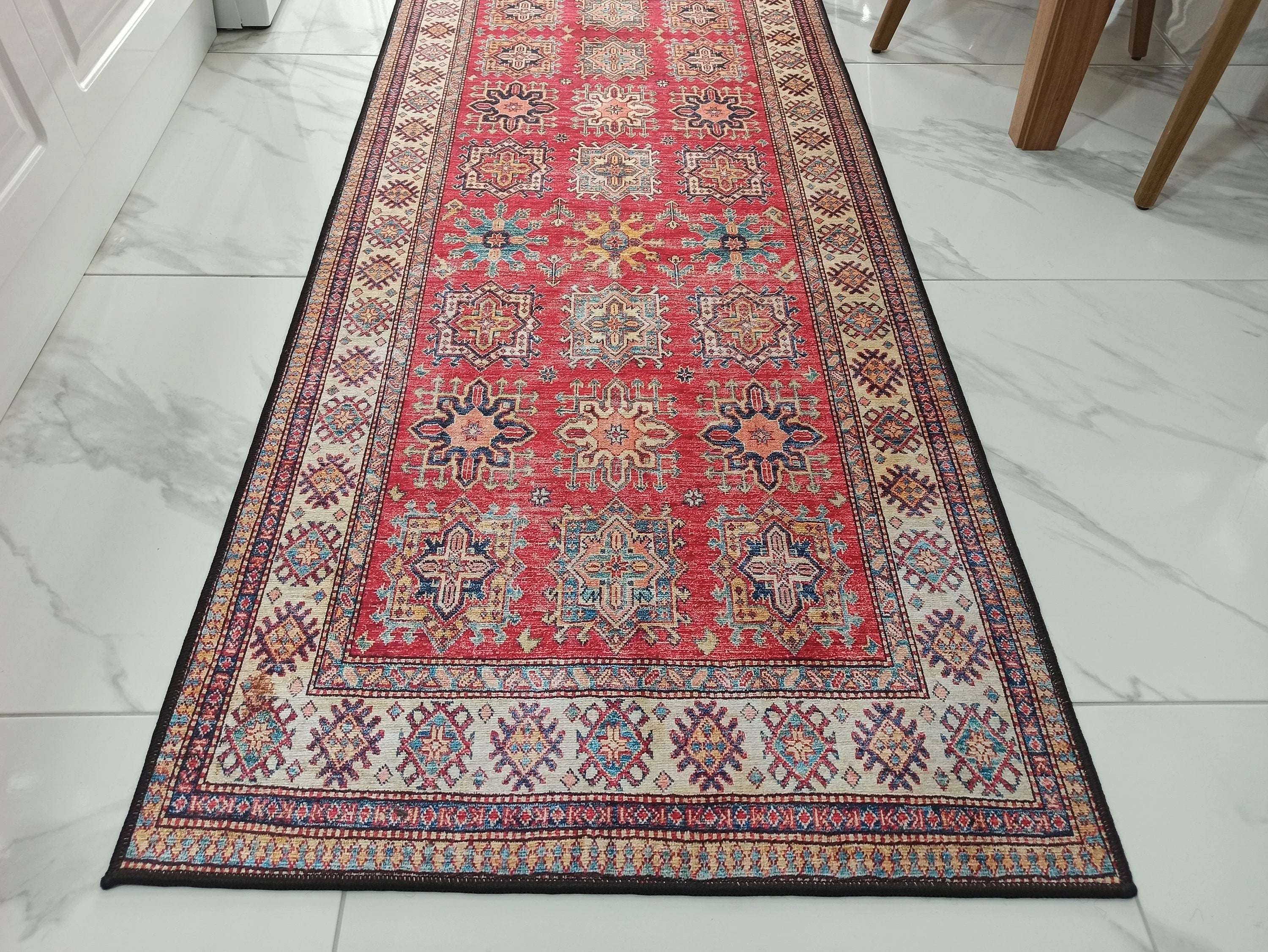 Gray Geometric Patterned Vintage Carpet
