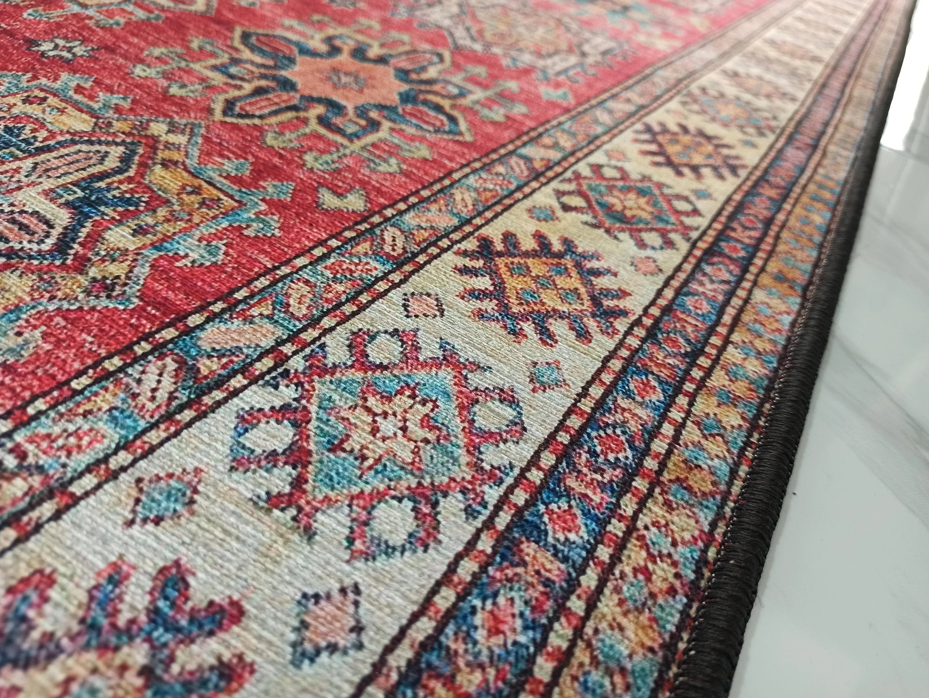 Gray Geometric Patterned Vintage Carpet