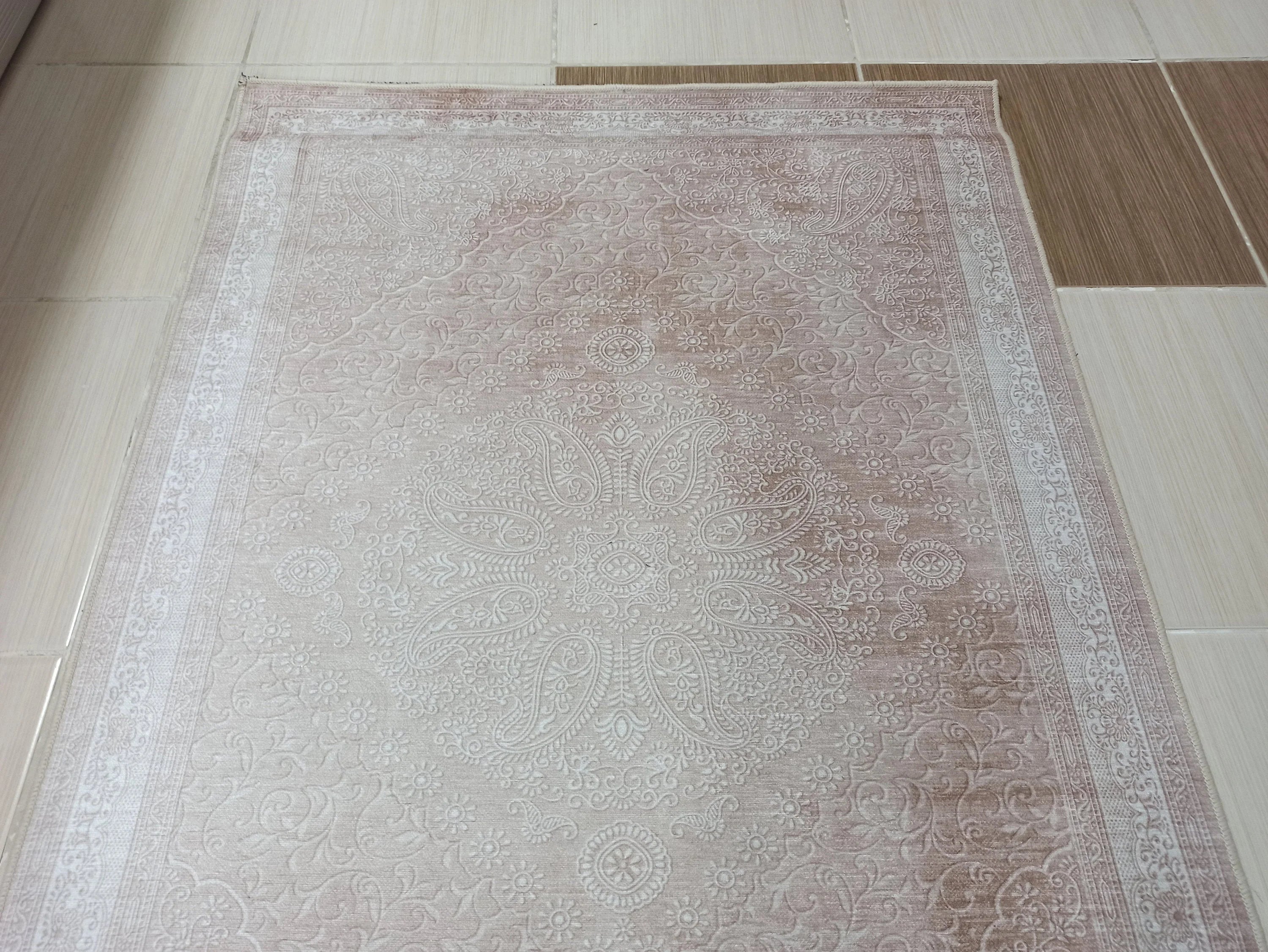 Grauer Vintage-Teppich mit geometrischem Muster