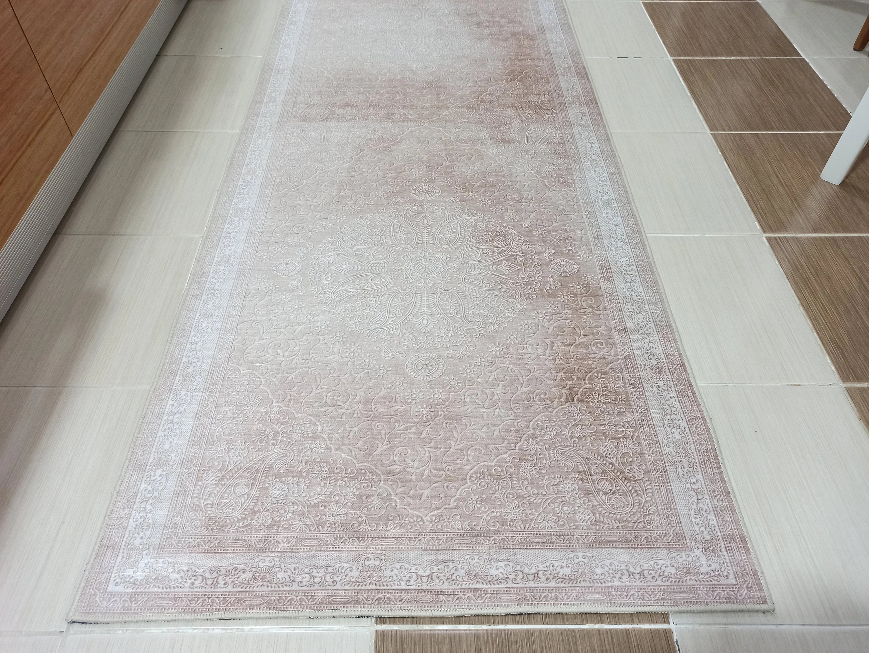 Grauer Vintage-Teppich mit geometrischem Muster