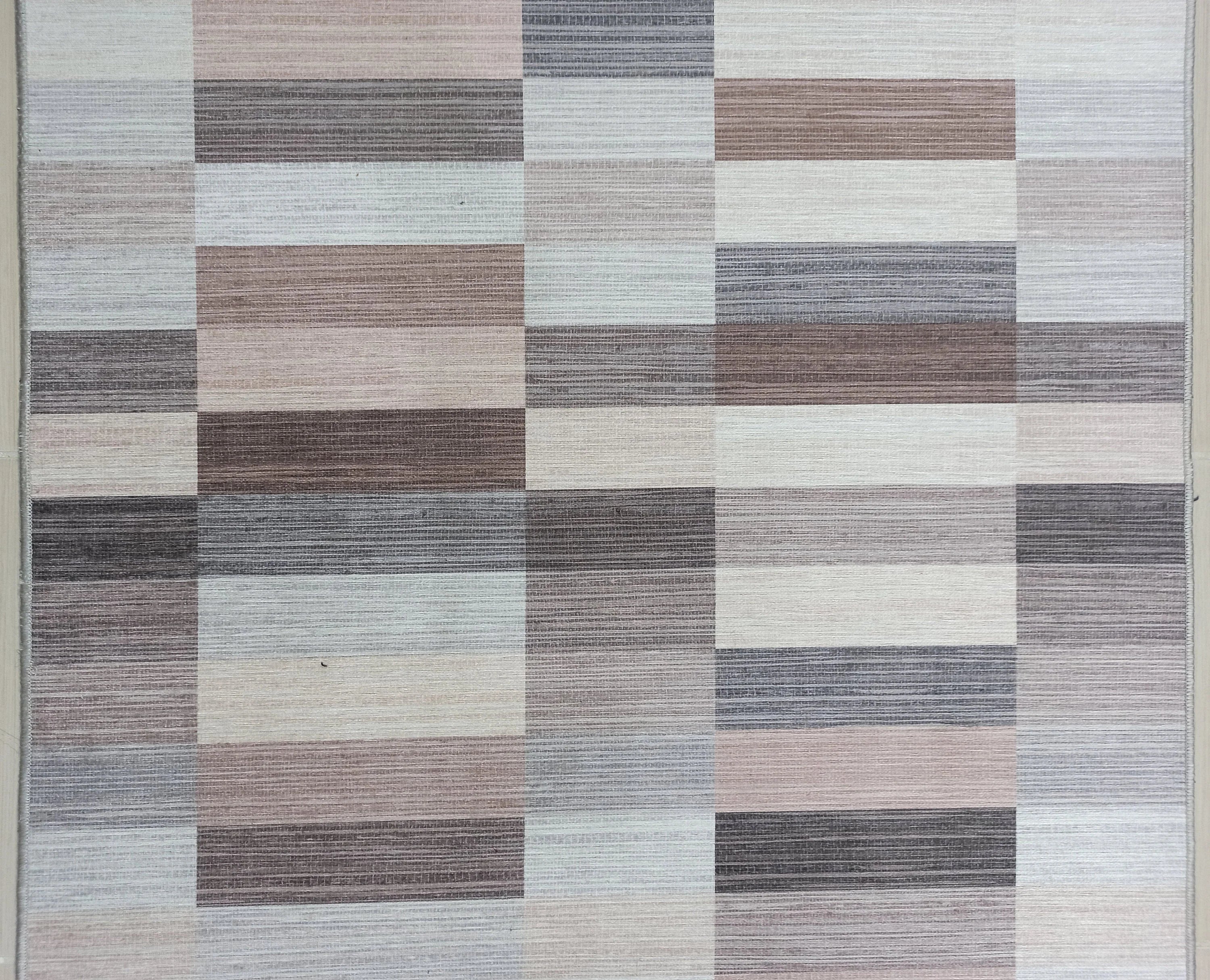 Grauer Vintage-Teppich mit geometrischem Muster
