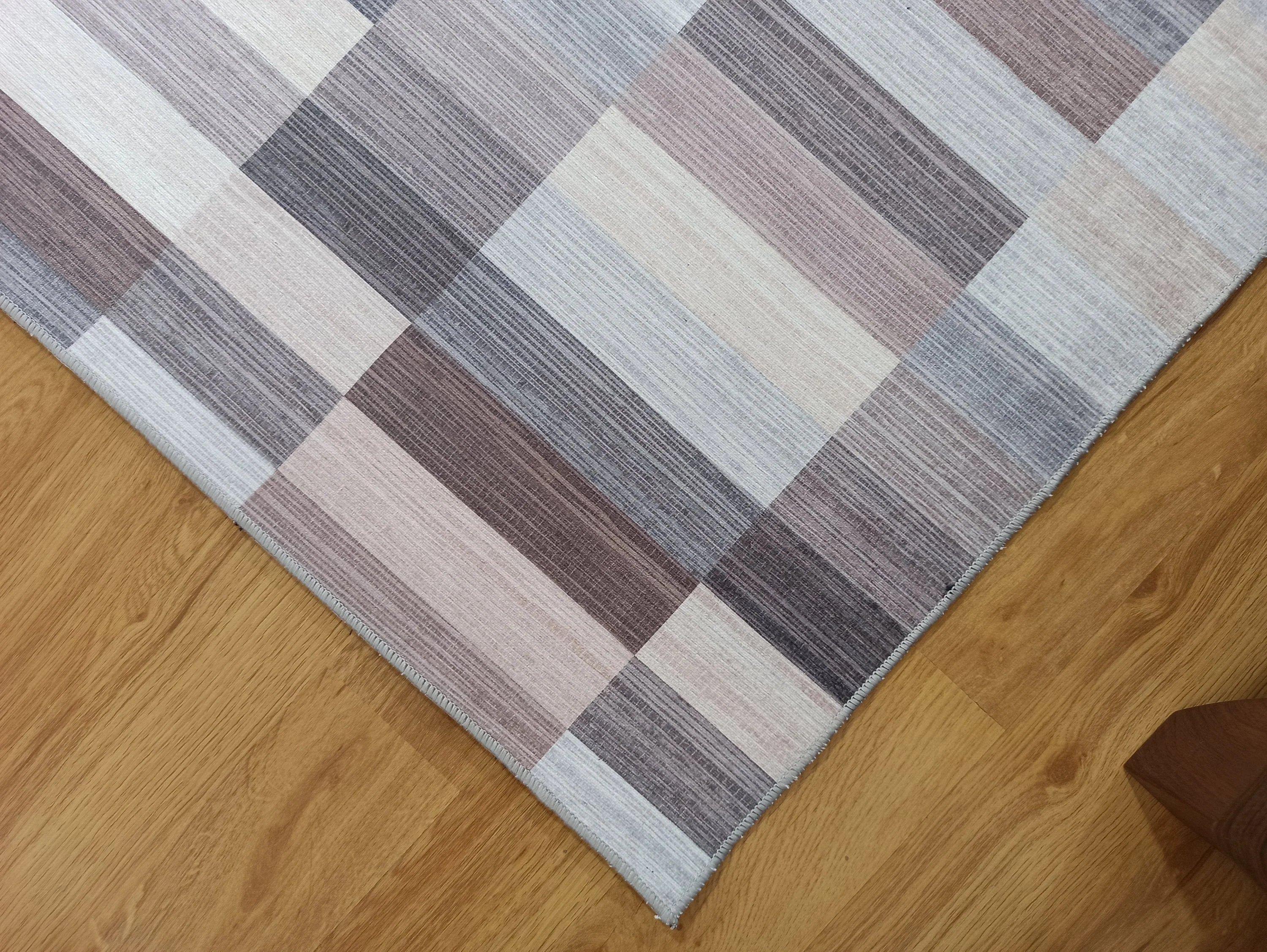 Grauer Vintage-Teppich mit geometrischem Muster