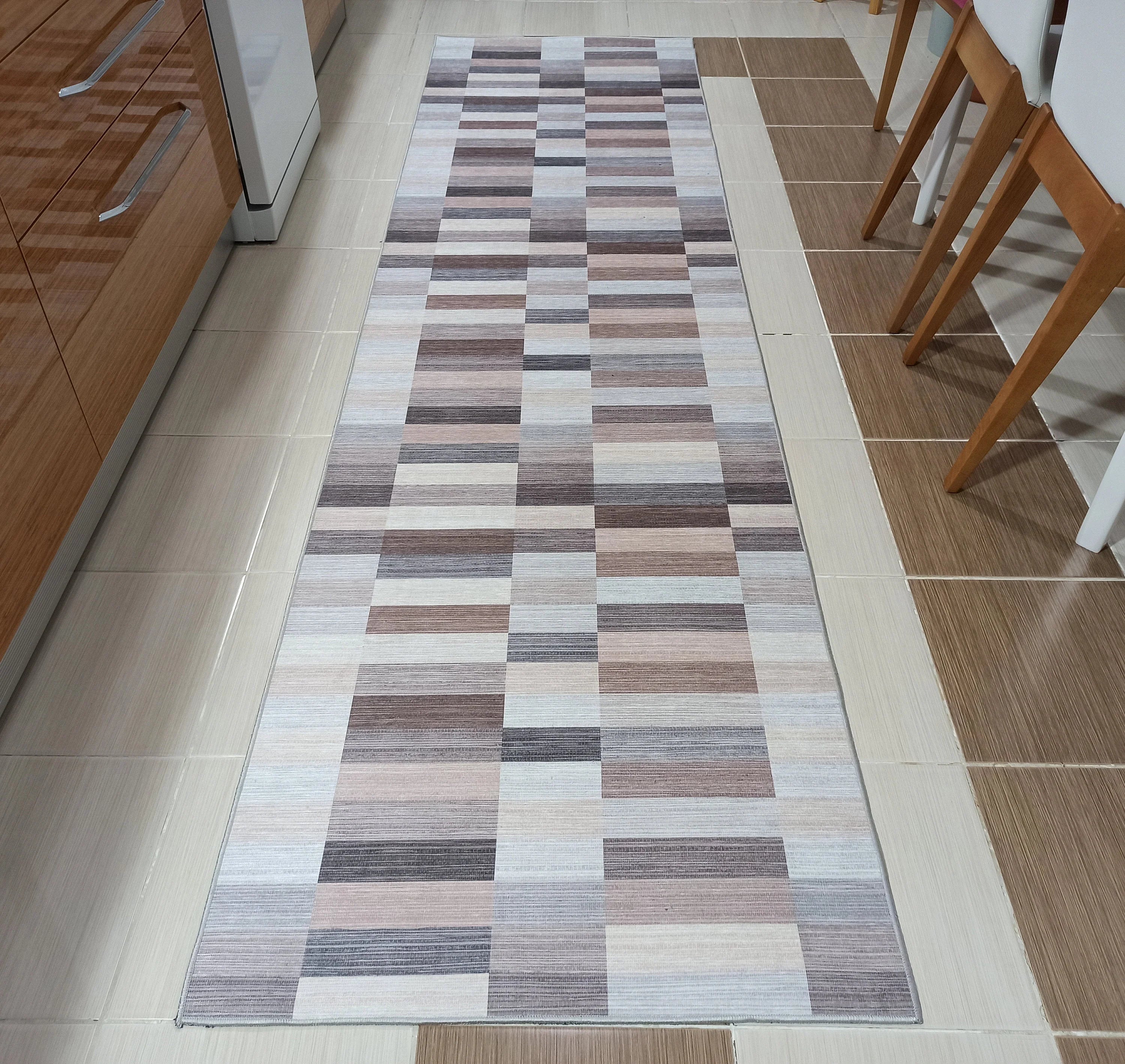 Grauer Vintage-Teppich mit geometrischem Muster