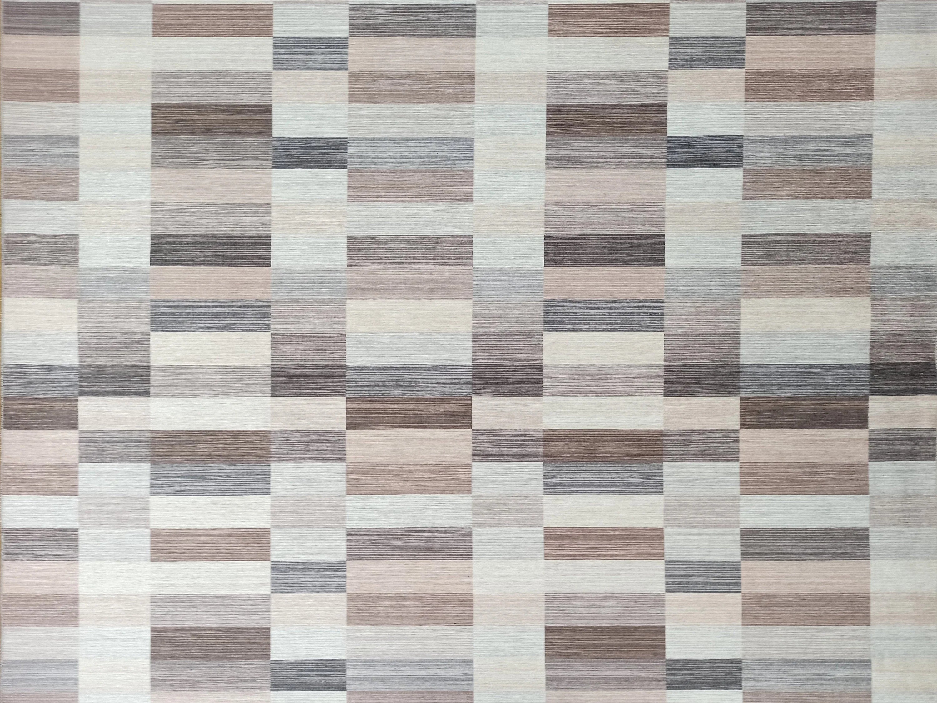 Grauer Vintage-Teppich mit geometrischem Muster