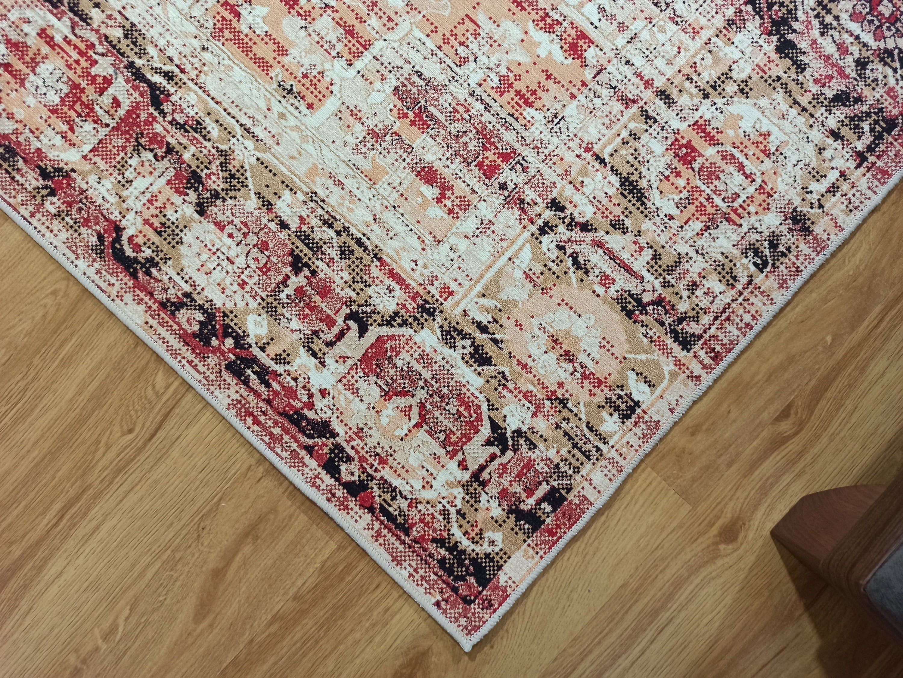 Grauer Vintage-Teppich mit geometrischem Muster