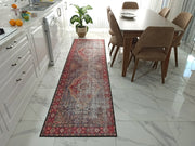 Eskitme Madalyon Desenli Kırmızı ve Lacivert Vintage Yolluk - OUTLET - 14920OU