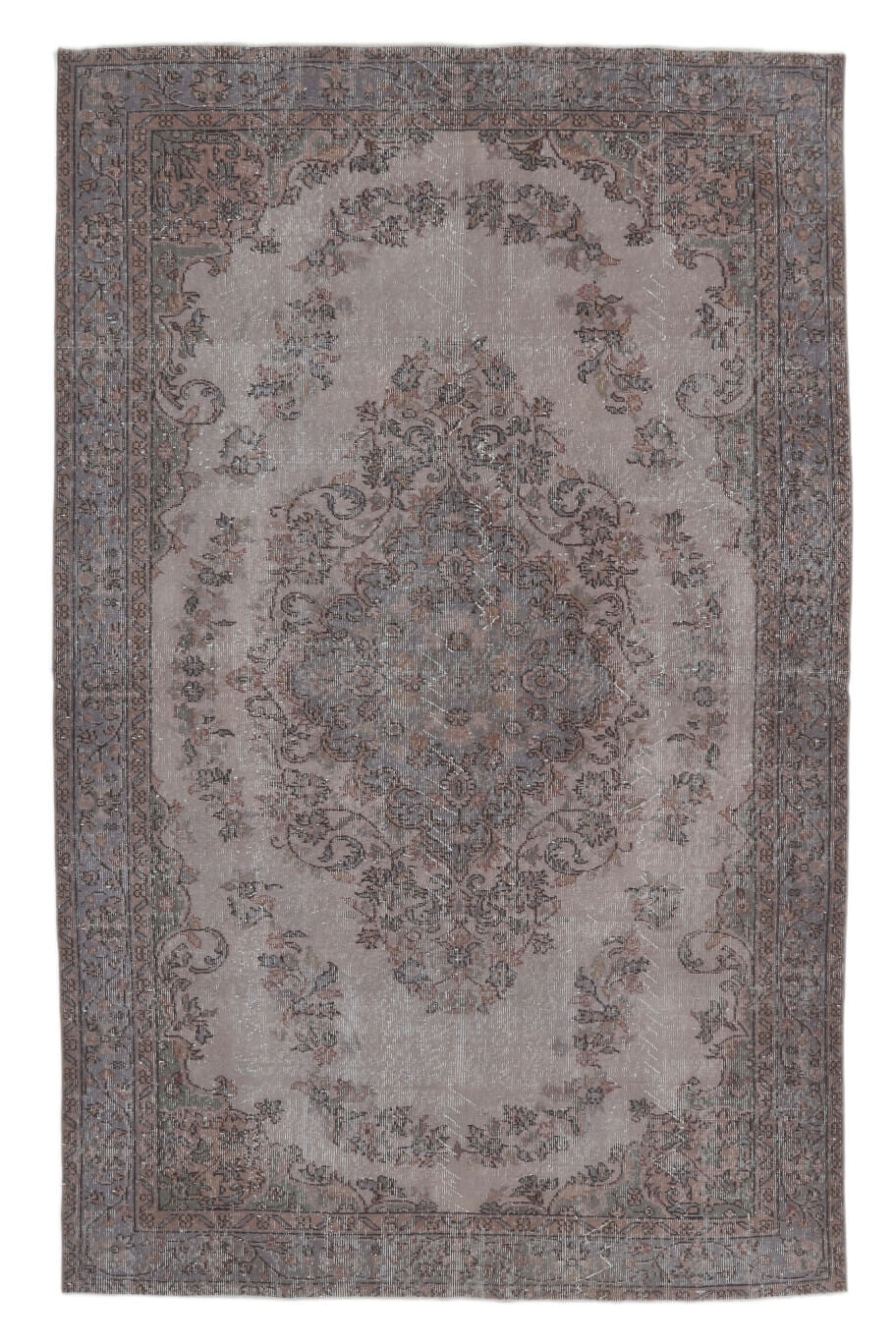 El yapımı vintage halı 185x295 cm oryantal desenli yün - üstten görünüm
