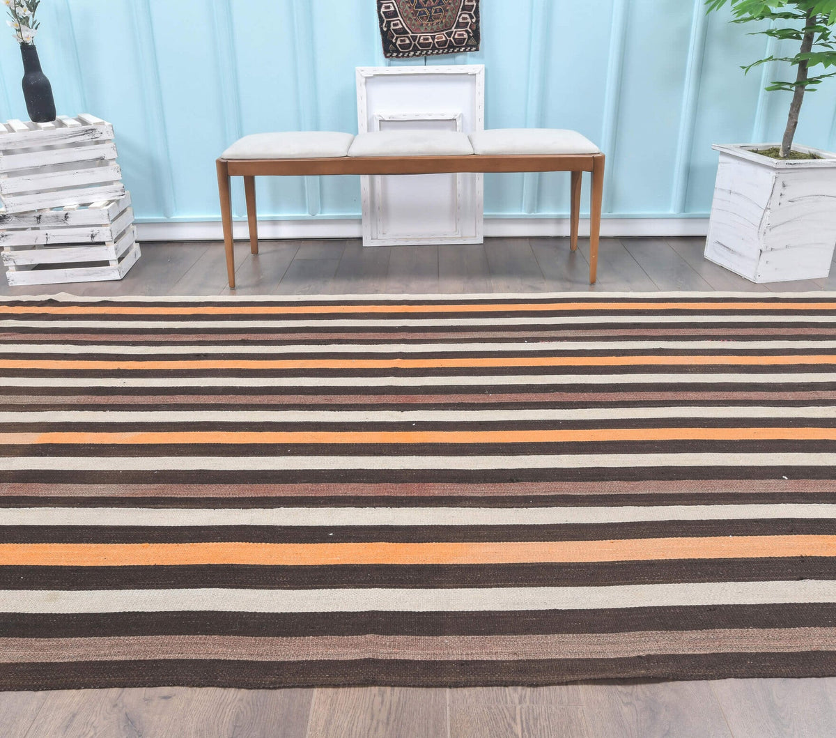Vintage Kilim Striped Area Rug