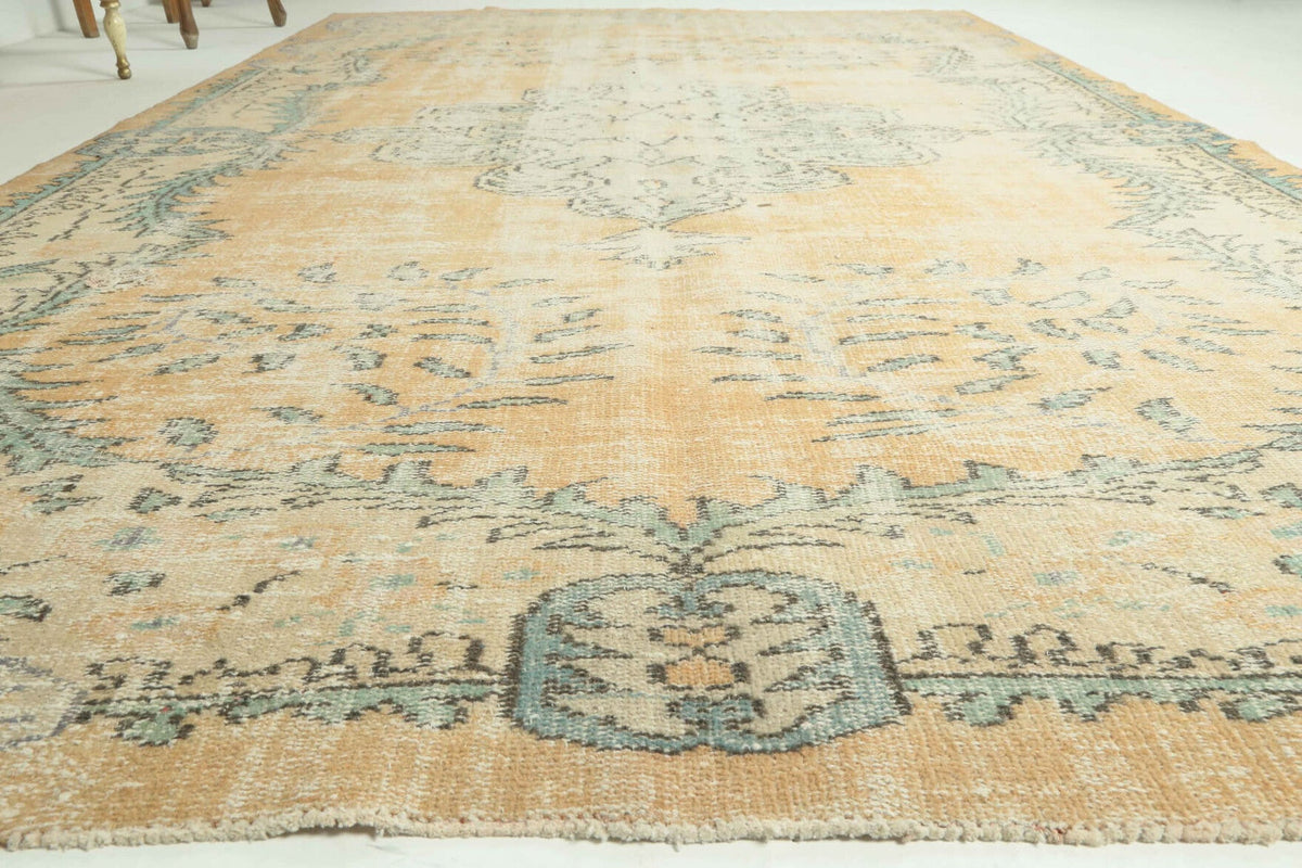 6 'x 10' Antique Washed Anatolian Oriental Area Rug from 1950s