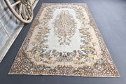 El yapımı vintage halı 152x274 cm çiçek desenli desenli yün - detay görünümü